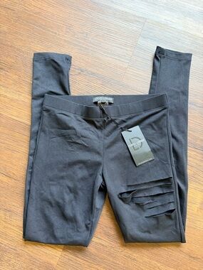 David Lerner Black Ripped Leggings NWT